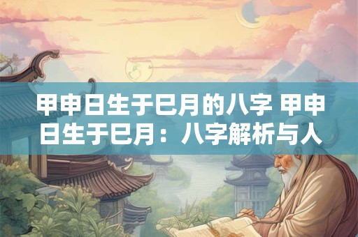 甲申日生于巳月的八字 甲申日生于巳月：八字解析与人生运势