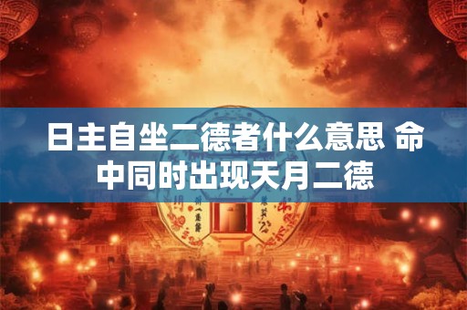 日主自坐二德者什么意思 命中同时出现天月二德