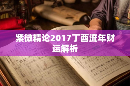 紫微精论2017丁酉流年财运解析