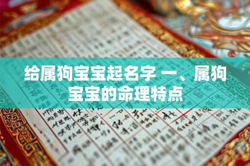 给属狗宝宝起名字 一、属狗宝宝的命理特点