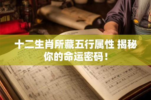 十二生肖所藏五行属性 揭秘你的命运密码！
