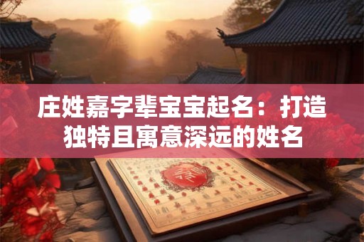 庄姓嘉字辈宝宝起名：打造独特且寓意深远的姓名