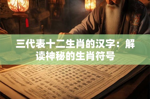 三代表十二生肖的汉字：解读神秘的生肖符号