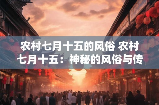 农村七月十五的风俗 农村七月十五：神秘的风俗与传统