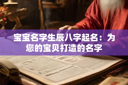 宝宝名字生辰八字起名：为您的宝贝打造的名字