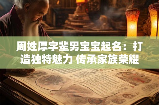 详细阅读:周姓厚字辈男宝宝起名:打造独特魅力 传承家族荣耀 周姓厚字辈男宝宝起名:打造独特魅力 传承家族荣耀