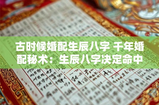 古时候婚配生辰八字 千年婚配秘术：生辰八字决定命中良缘！