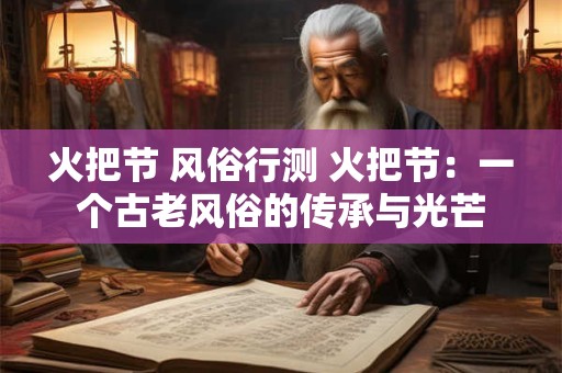 火把节 风俗行测 火把节：一个古老风俗的传承与光芒