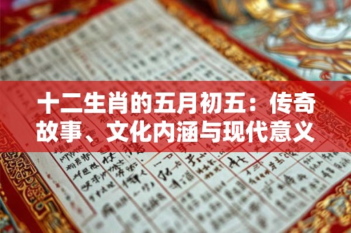 十二生肖的五月初五：传奇故事、文化内涵与现代意义