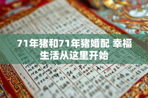 71年猪和71年猪婚配 幸福生活从这里开始