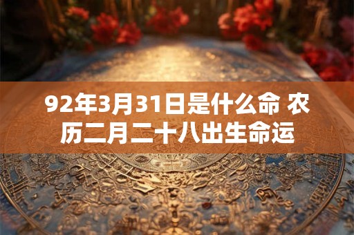 92年3月31日是什么命 农历二月二十八出生命运