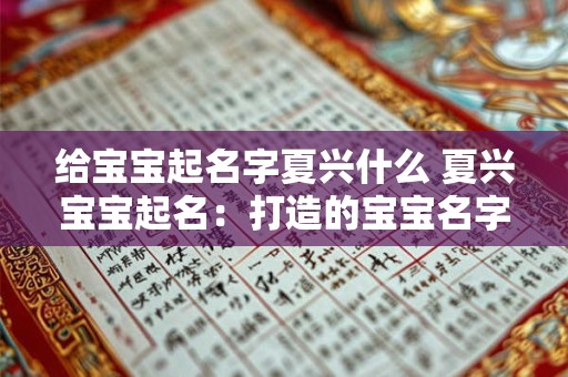给宝宝起名字夏兴什么 夏兴宝宝起名：打造的宝宝名字
