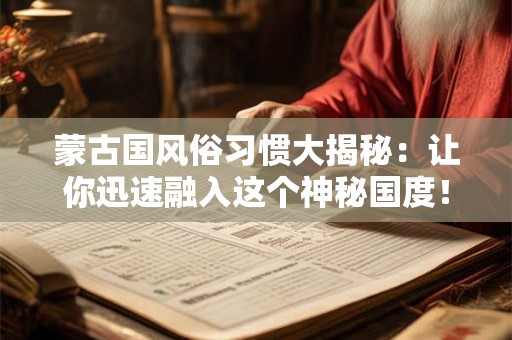 蒙古国风俗习惯大揭秘：让你迅速融入这个神秘国度！