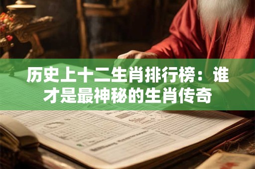 历史上十二生肖排行榜：谁才是最神秘的生肖传奇