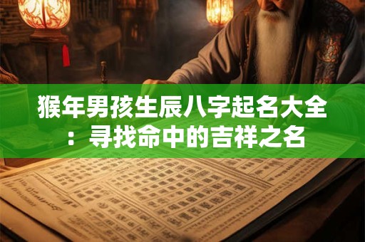 猴年男孩生辰八字起名大全：寻找命中的吉祥之名