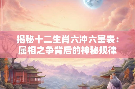 详细阅读:揭秘十二生肖六冲六害表:属相之争背后的神秘规律 揭秘十二生肖六冲六害表:属相之争背后的神秘规律