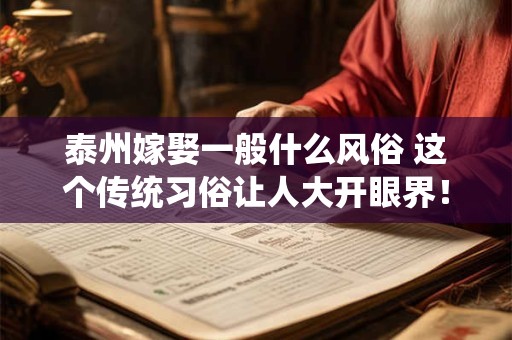 泰州嫁娶一般什么风俗 这个传统习俗让人大开眼界！