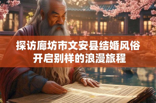 探访廊坊市文安县结婚风俗 开启别样的浪漫旅程
