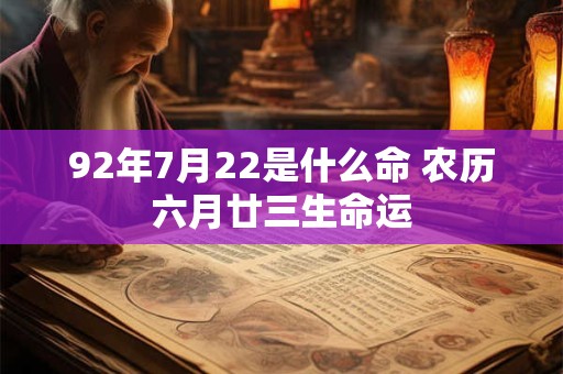 92年7月22是什么命 农历六月廿三生命运