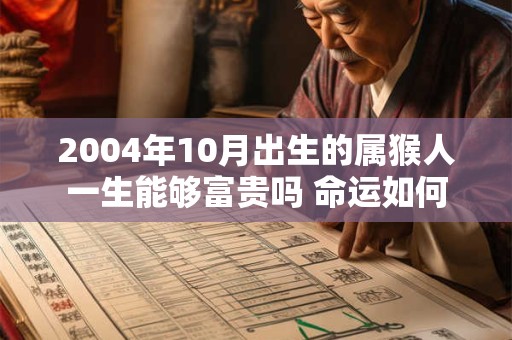 详细阅读:2004年10月出生的属猴人一生能够富贵吗 命运如何 2004年10月出生的属猴人一生能够富贵吗 命运如何