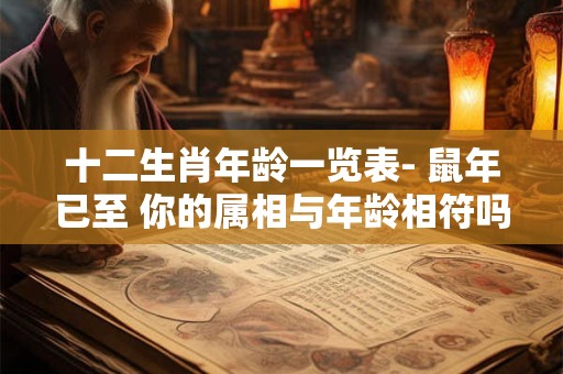 十二生肖年龄一览表- 鼠年已至 你的属相与年龄相符吗