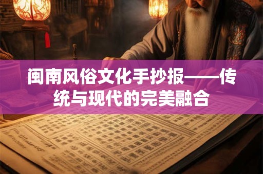 闽南风俗文化手抄报——传统与现代的完美融合