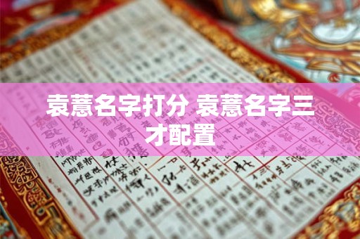 袁薏名字打分 袁薏名字三才配置