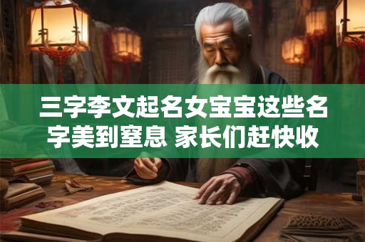三字李文起名女宝宝这些名字美到窒息 家长们赶快收藏吧！