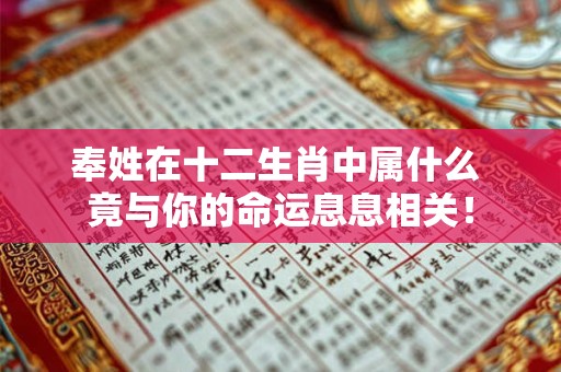 奉姓在十二生肖中属什么 竟与你的命运息息相关！
