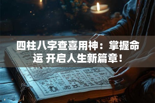 四柱八字查喜用神：掌握命运 开启人生新篇章！
