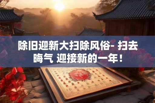 除旧迎新大扫除风俗- 扫去晦气 迎接新的一年！