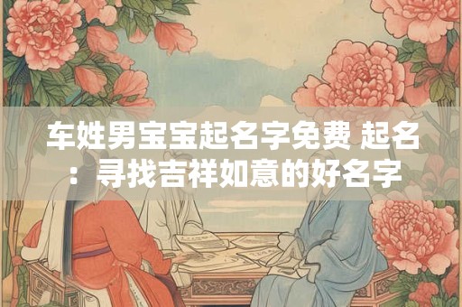 车姓男宝宝起名字免费 起名：寻找吉祥如意的好名字