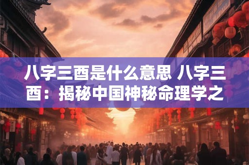 八字三酉是什么意思 八字三酉：揭秘中国神秘命理学之谜