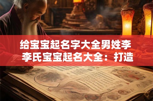 给宝宝起名字大全男姓李  李氏宝宝起名大全：打造的男子汉