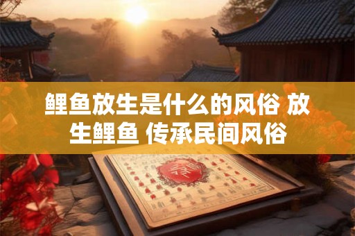 鲤鱼放生是什么的风俗 放生鲤鱼 传承民间风俗