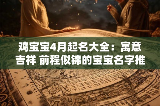 详细阅读:鸡宝宝4月起名大全:寓意吉祥 前程似锦的宝宝名字推荐 鸡宝宝4月起名大全:寓意吉祥 前程似锦的宝宝名字推荐