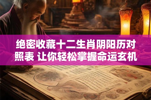 绝密收藏十二生肖阴阳历对照表 让你轻松掌握命运玄机！