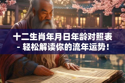 十二生肖年月日年龄对照表- 轻松解读你的流年运势！