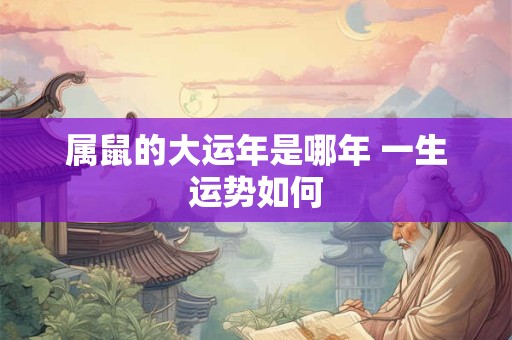 属鼠的大运年是哪年 一生运势如何