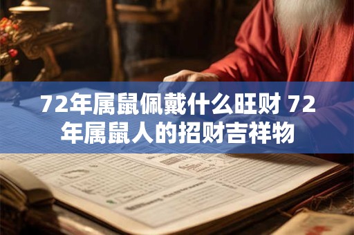 72年属鼠佩戴什么旺财 72年属鼠人的招财吉祥物