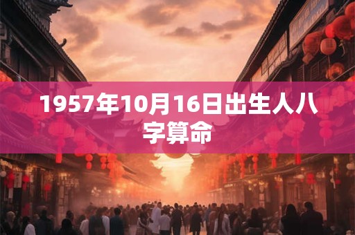 1957年10月16日出生人八字算命