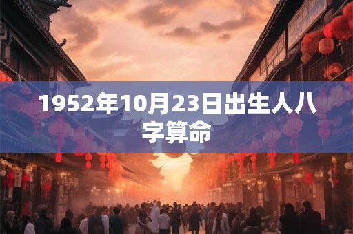 1952年10月23日出生人八字算命