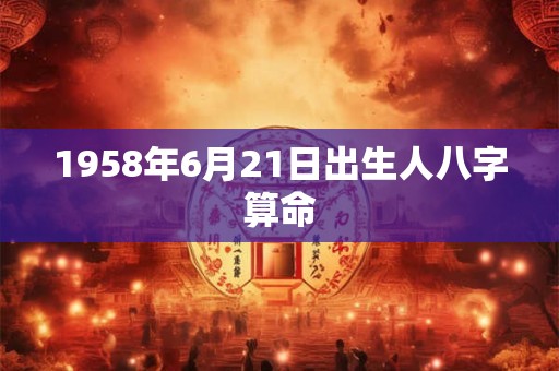 1958年6月21日出生人八字算命