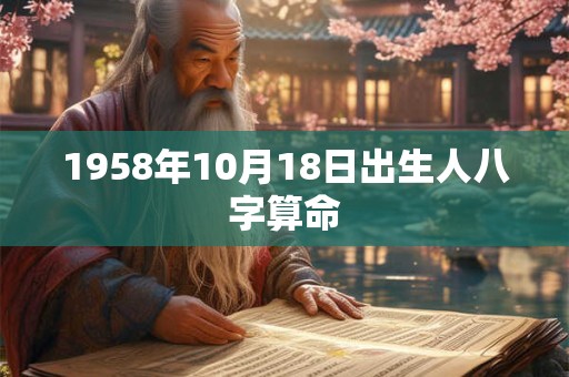 1958年10月18日出生人八字算命