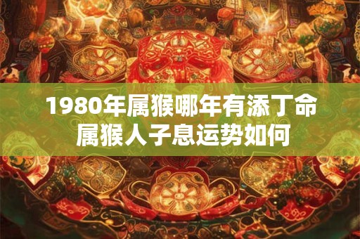 1980年属猴哪年有添丁命 属猴人子息运势如何