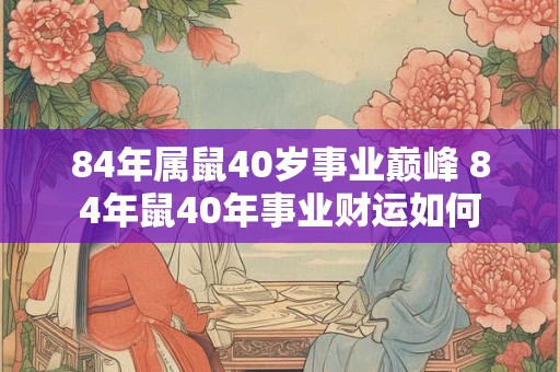 84年属鼠40岁事业巅峰 84年鼠40年事业财运如何