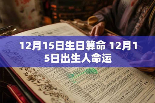 12月15日生日算命 12月15日出生人命运