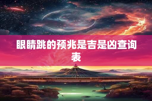 眼睛跳的预兆是吉是凶查询表