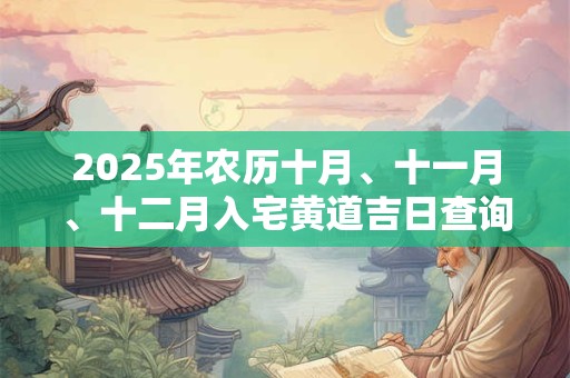 2025年农历十月、十一月、十二月入宅黄道吉日查询 2025年农历十月、十一月、十二月入宅黄道吉日查询