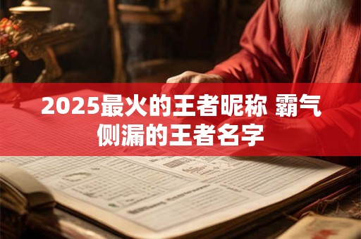 2025最火的王者昵称 霸气侧漏的王者名字